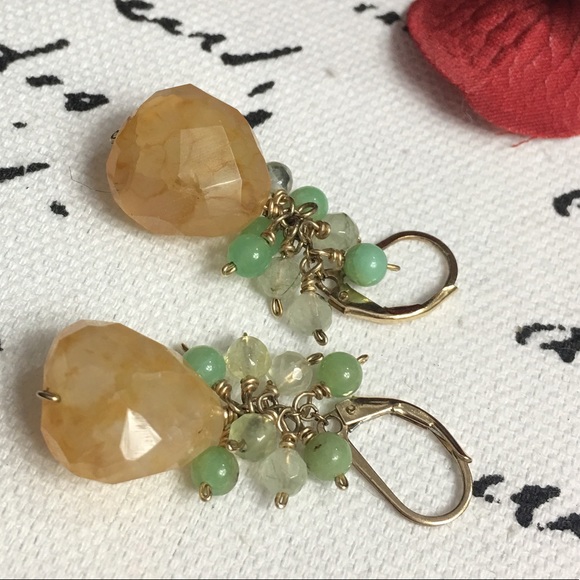 Stone and 1/20 GF dangling earrings - Picture 4 of 8